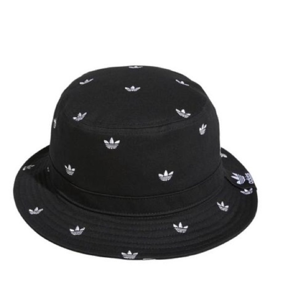 adidas Originals All Over Print Trefoil Bucket Hat - Black/White - Picture 4 of 5